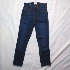 CASLON womens JEANS dark denim BLUE skinny STRETCH frayed SIZE 00